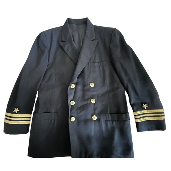 1960's Vietnam War Era US Navy Suit CMDR Naval Uniform Jacket & Pants Black Gold - Picture 3 of 16